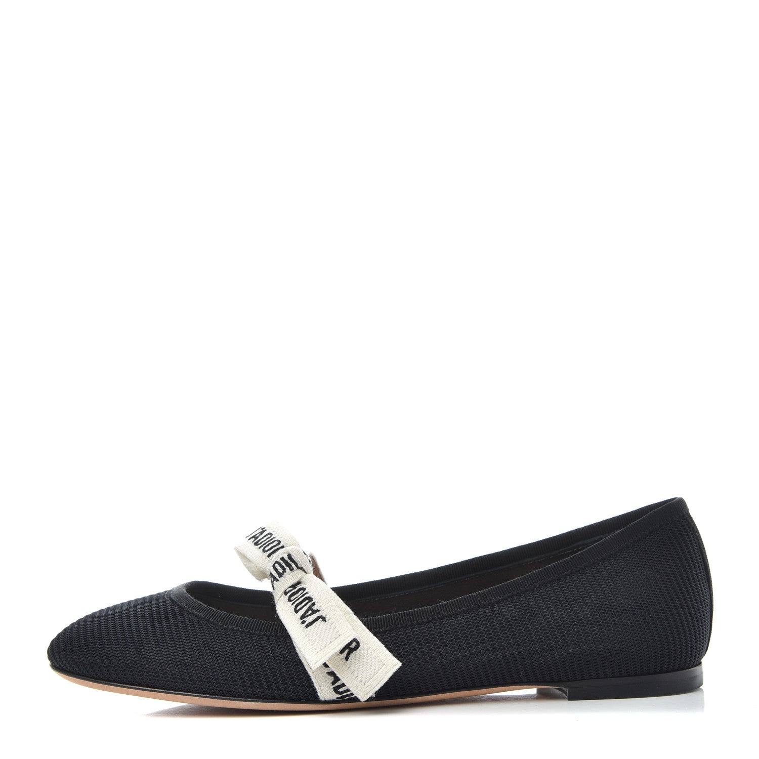 Christian Dior Fabric Ribbon Embroidered J'Adior Ballet Flats 37.5 Black 1 of 11