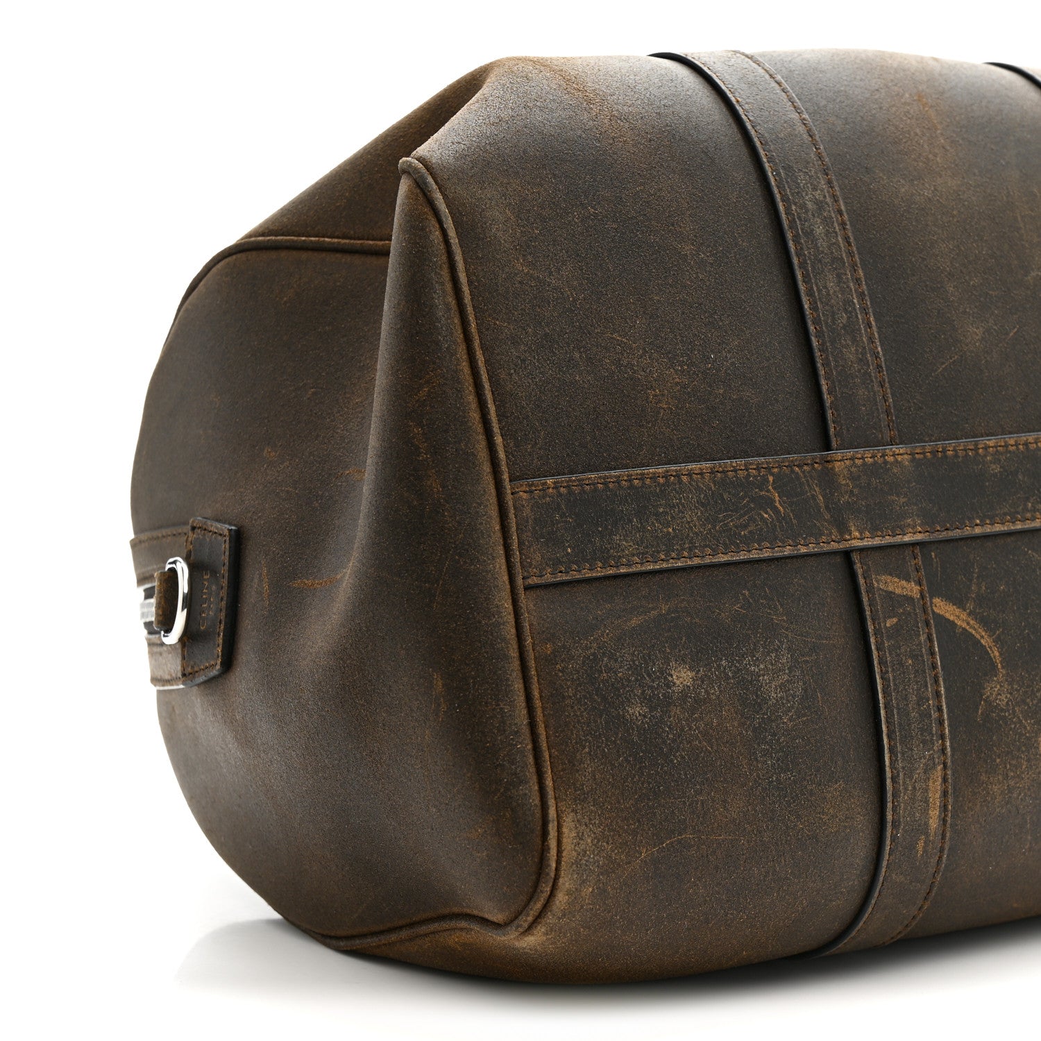 Celine Waxed Suede Calfskin Large Boston Bag Brown 10 of 11