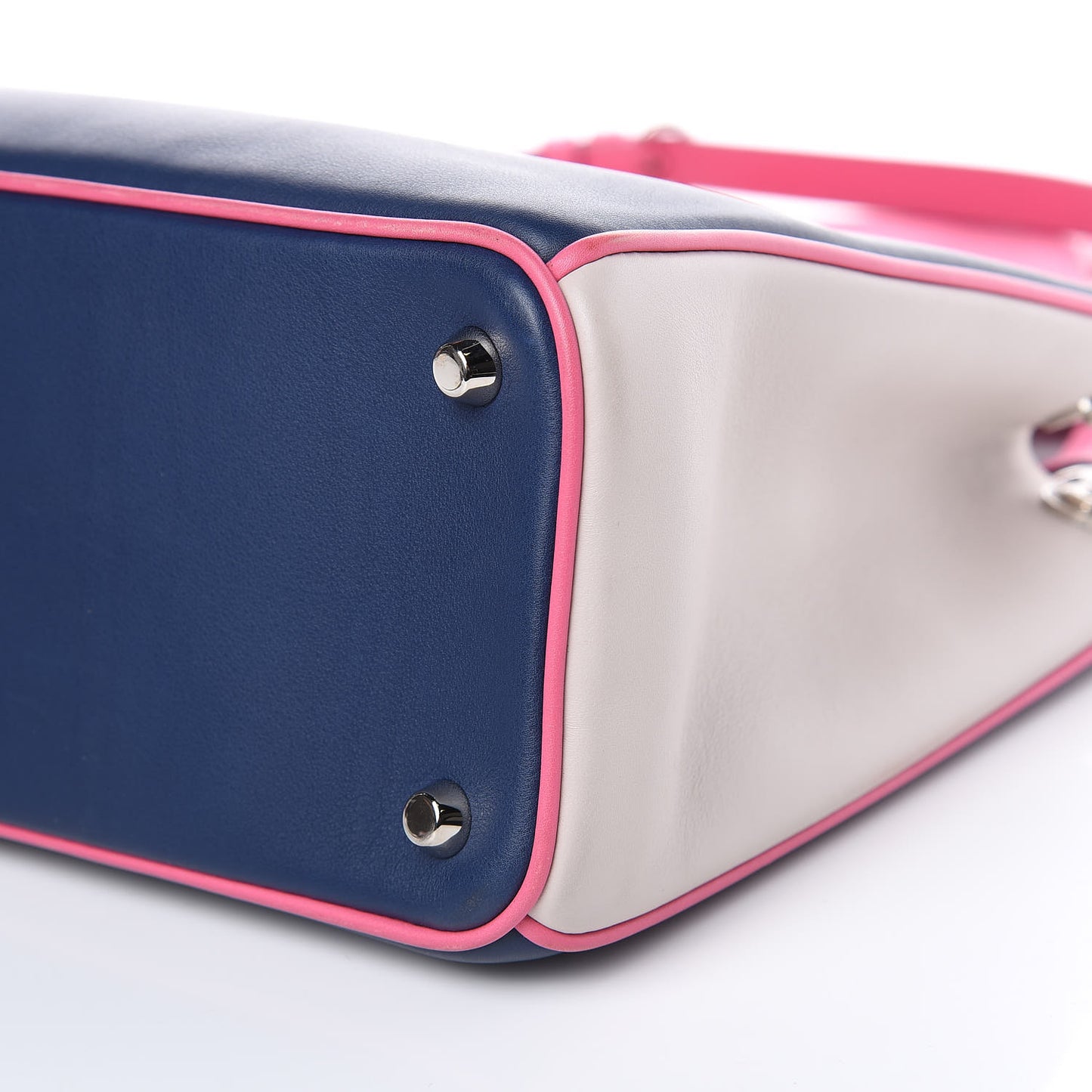 Smooth Calfskin Medium Tri-Color Diorissimo Bag Navy Pink