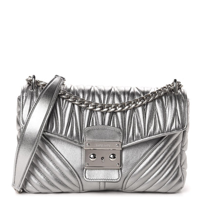 Miu Miu Nappa Matelasse Biker Shoulder Bag Cromo 1 of 10