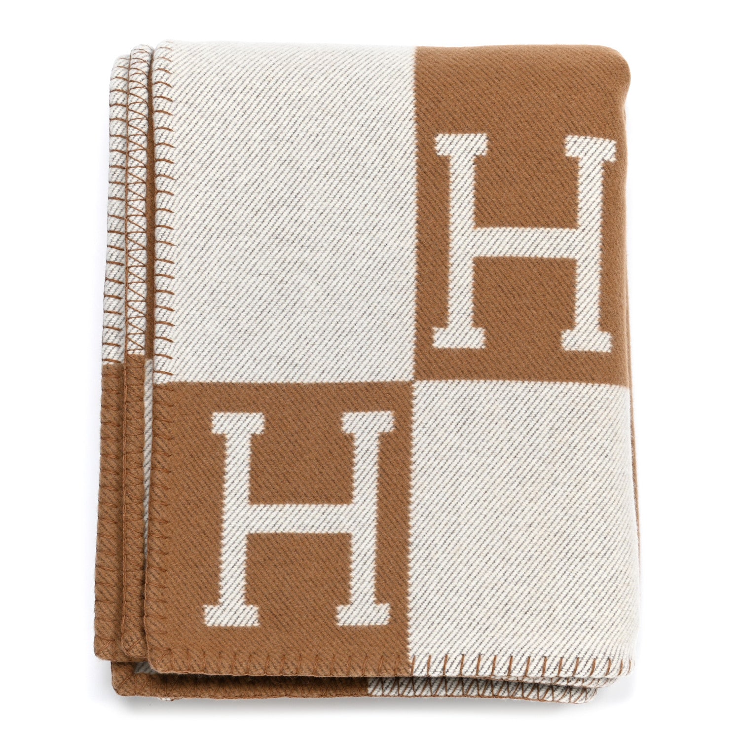 Hermes Wool Cashmere Avalon Blanket Ecru Camel 1 of 3