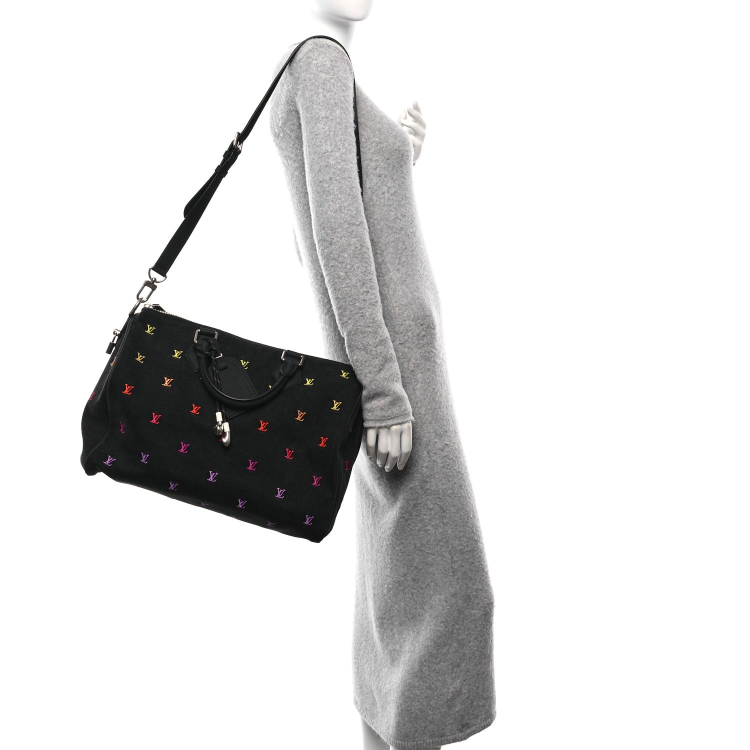 Louis Vuitton LV Blason Denim Calfskin Speedy Bandouliere 40 Black Gradient Orange 3 of 9