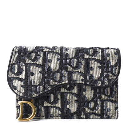 Christian Dior Oblique Saddle Card Holder Blue 1 of 6