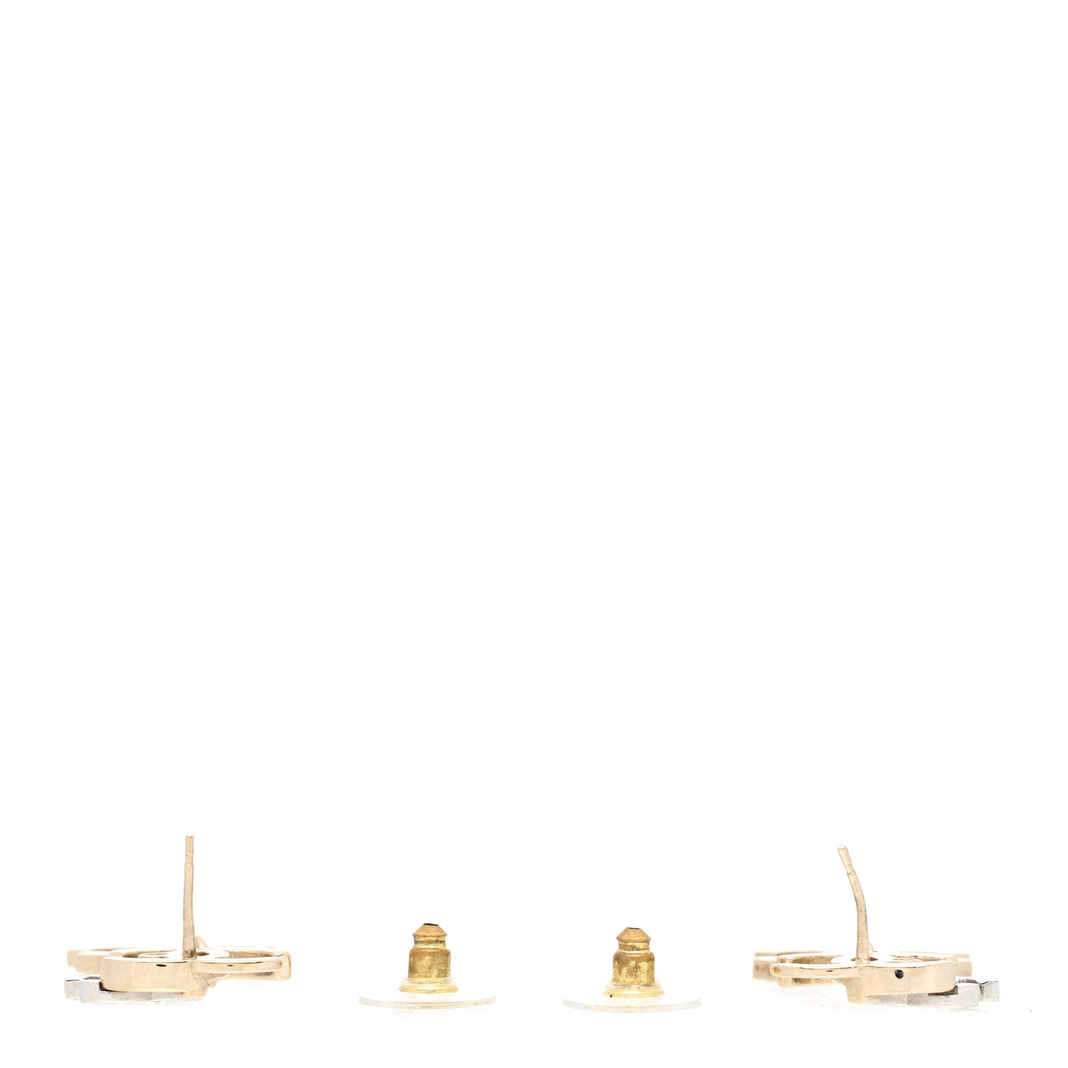 Chanel Crystal Pearl Double CC Drop Earrings Gold Silver 4 of 6
