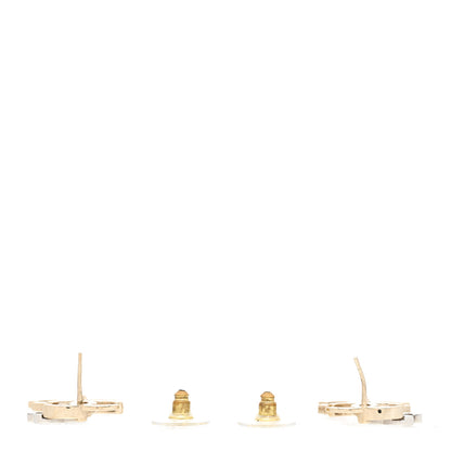 Chanel Crystal Pearl Double CC Drop Earrings Gold Silver 4 of 6