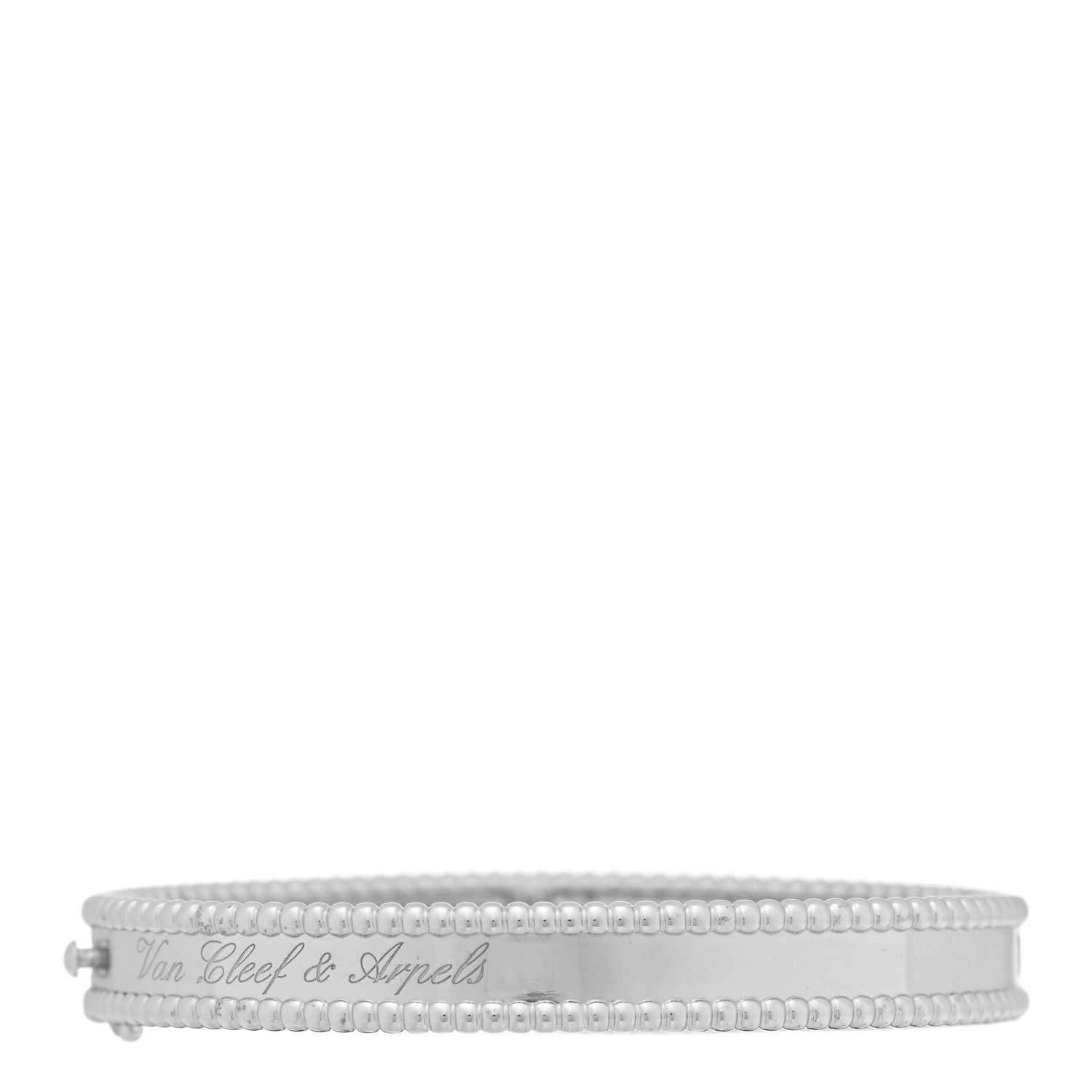 Van Cleef & Arpels 18K White Gold Perlee Signature Bangle Bracelet S 1 of 4
