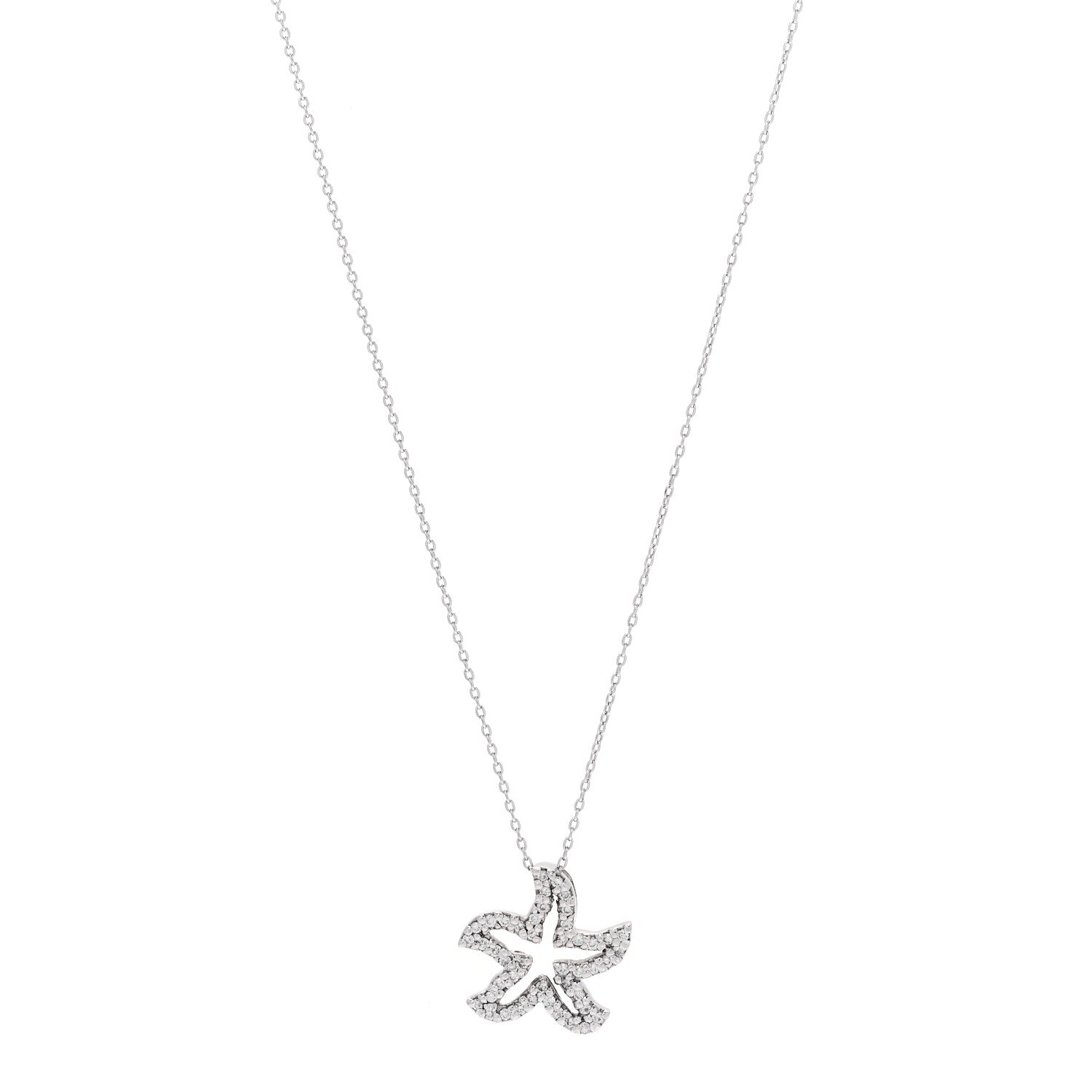 Roberto Coin 18K White Gold Diamond Tiny Treasures Starfish Pendant Necklace 1 of 6