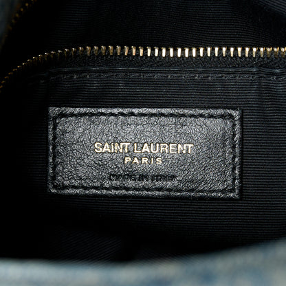 Saint Laurent Denim Quilted Small Loulou Puffer Monogram Chain Satchel Blue Cinnamon 6 of 10