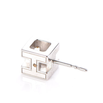 Hermes Palladium Lacquered Cage d'H Earrings Bleu Atoll 5 of 7