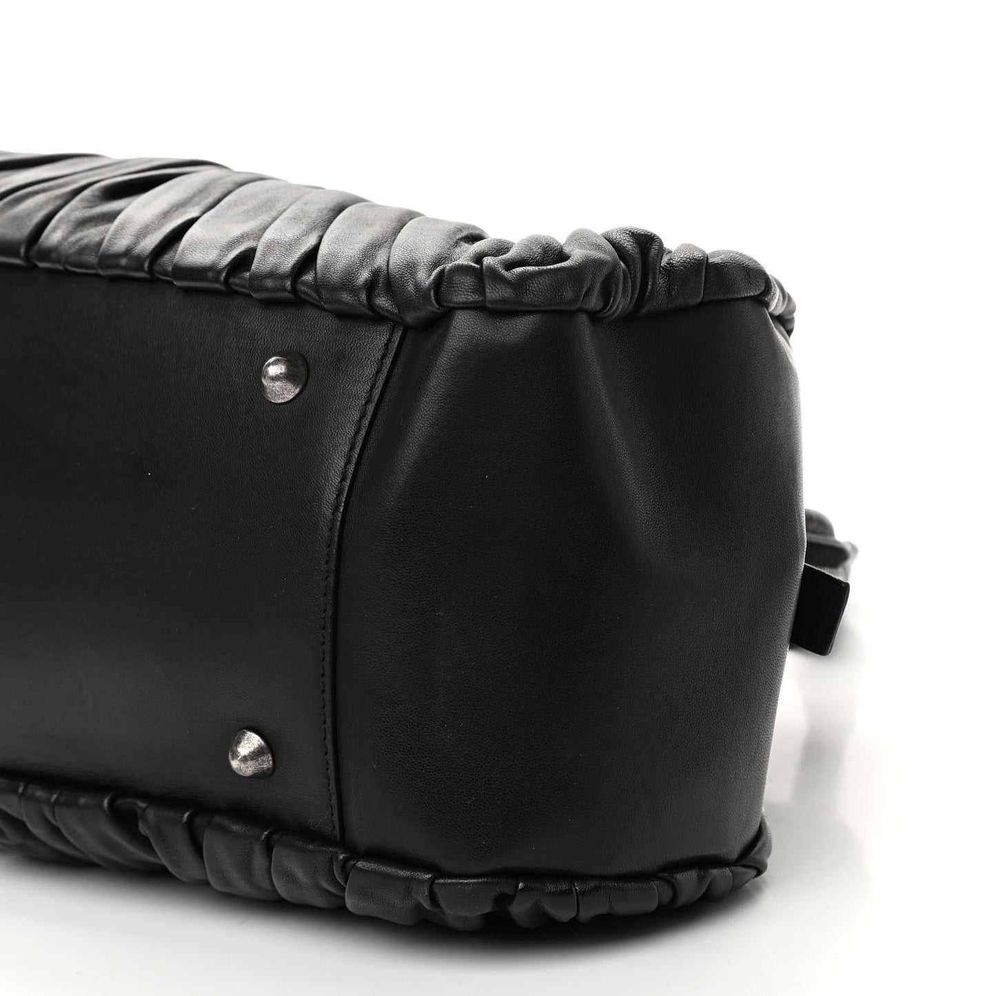 Lambskin Plisse Pleated Frame Satchel Black