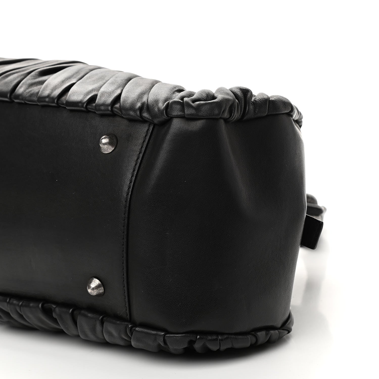 Christian Dior Lambskin Plisse Pleated Frame Satchel Black 10 of 10