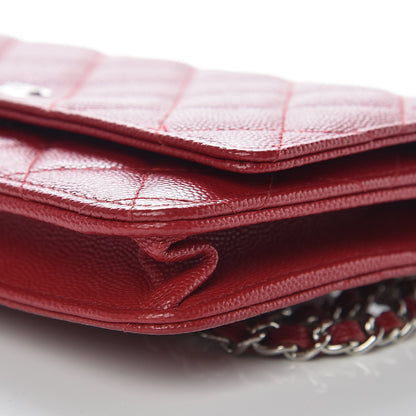 Chanel Caviar Quilted Wallet On Chain WOC Dark Red 10 of 11