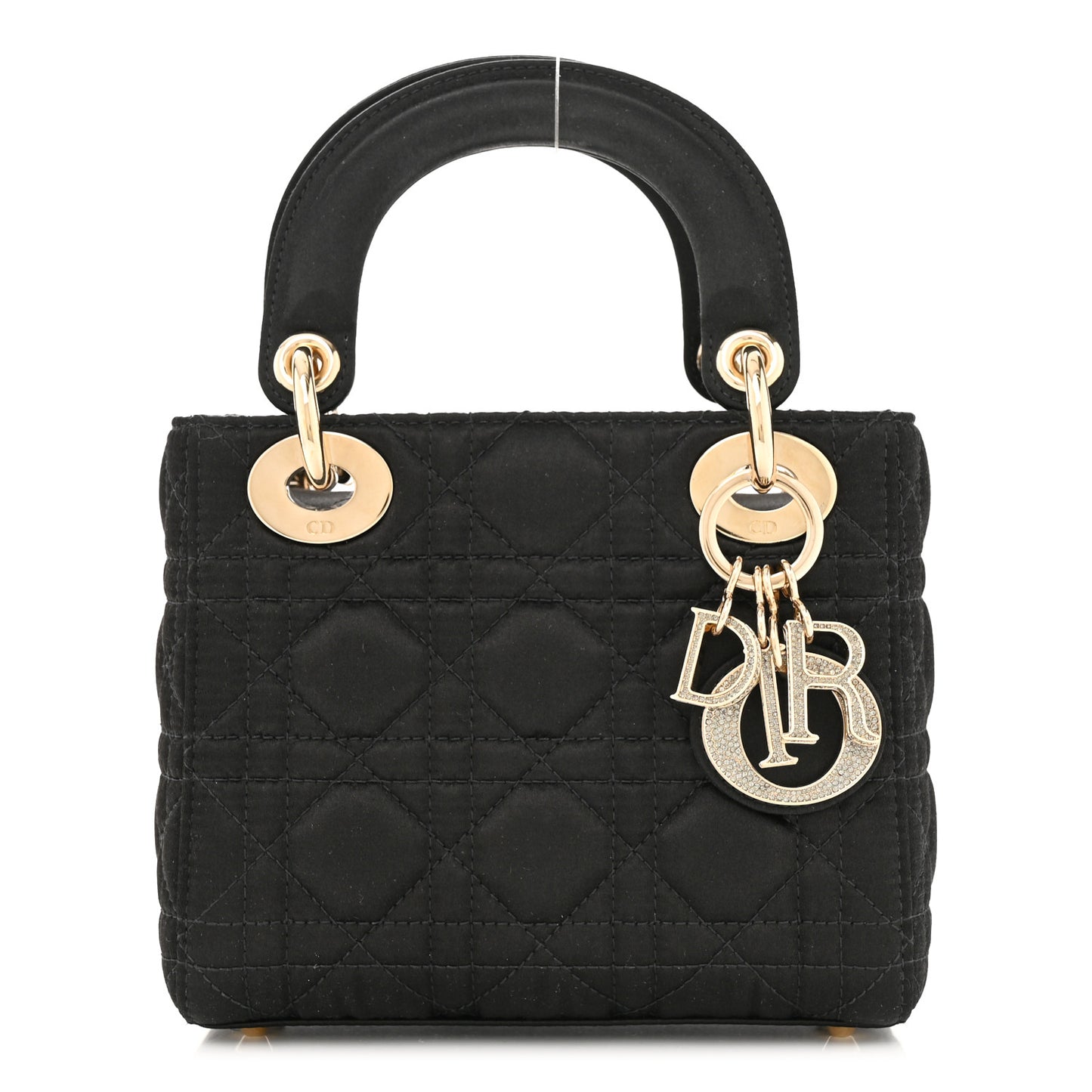 Satin Swarovski Crystal Cannage Mini Lady Dior Black