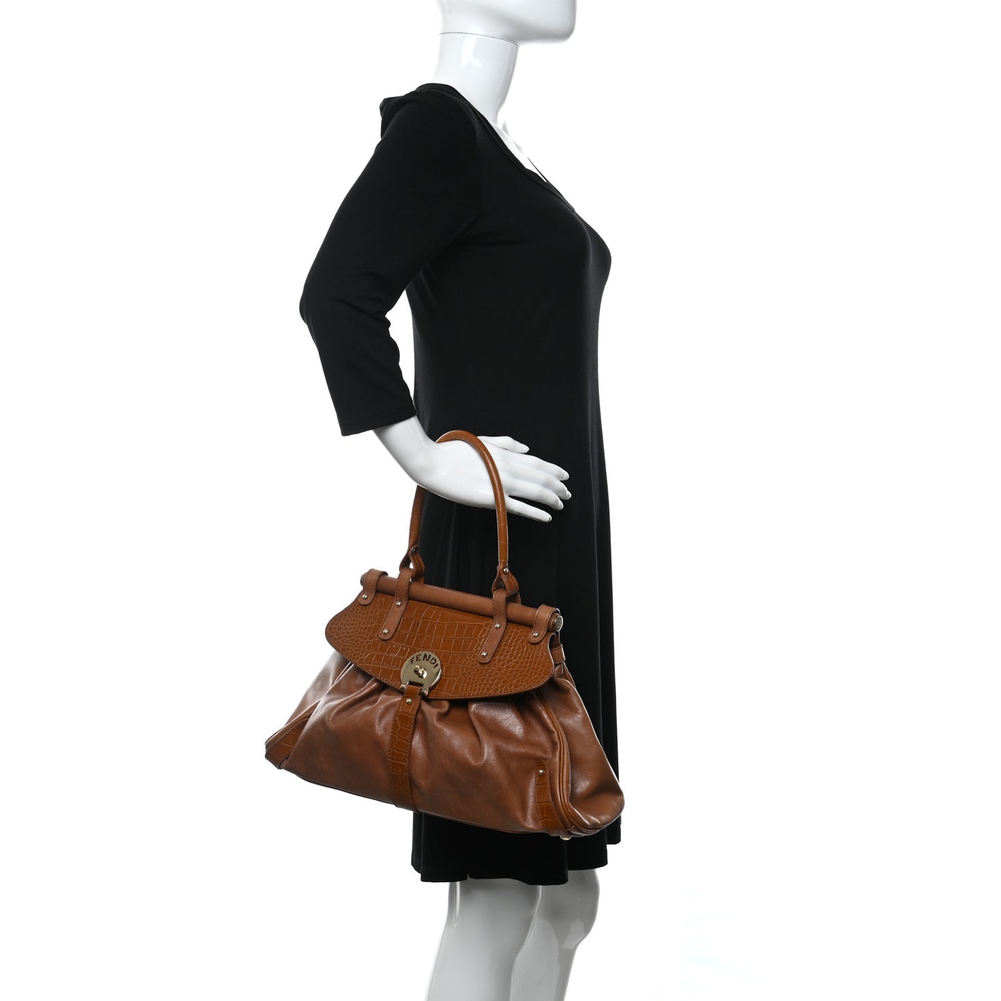 Lambskin Crocodile Embossed Medium Magic Bag Honey