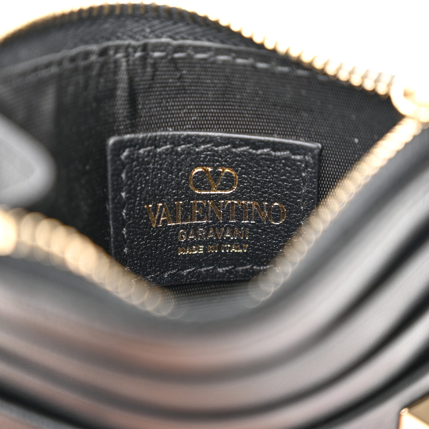 Valentino Garavani Vitello Rockstud Card Holder With Zipper Black 6 of 6
