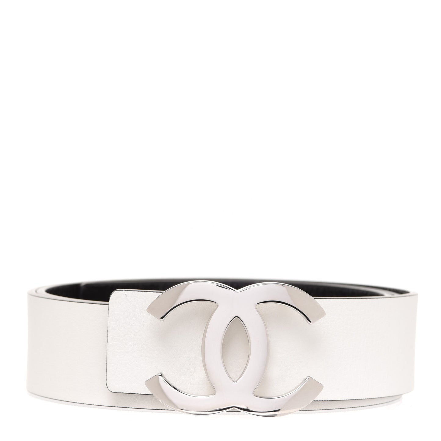 Patent Calfskin CC Reversible Belt 95 Black White