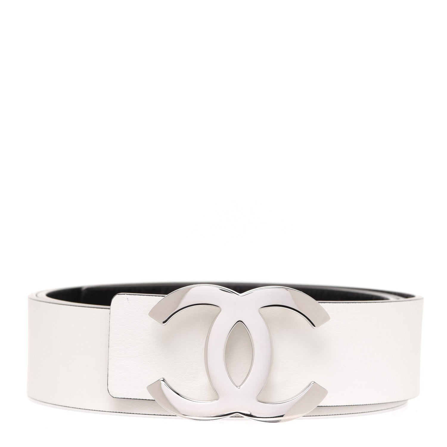 Chanel Patent Calfskin CC Reversible Belt 95 Black White 2 of 8