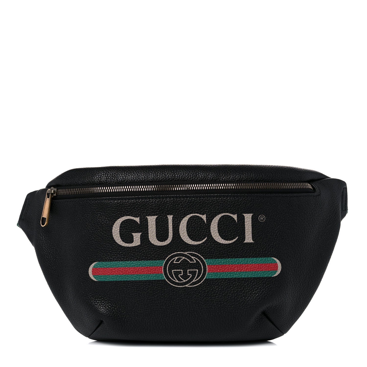 Gucci Grained Calfskin Logo Belt Bag Black 1 of 9