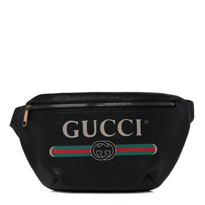 Gucci Grained Calfskin Logo Belt Bag Black 1 of 9