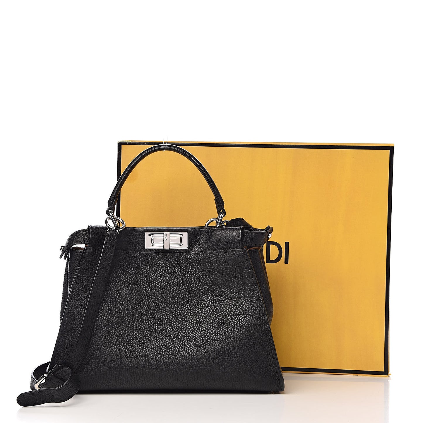 Cuoio Romano Selleria Bi-Color Medium Peekaboo Iconic Satchel Black Mou