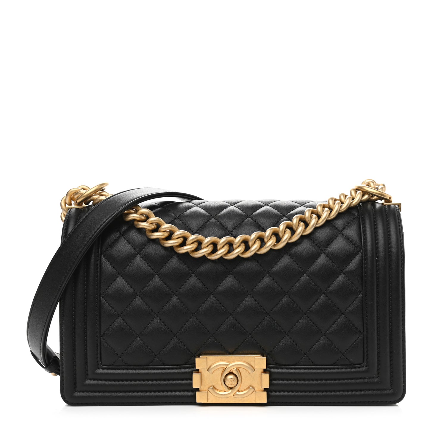 Calfskin Quilted Medium Boy Flap Black