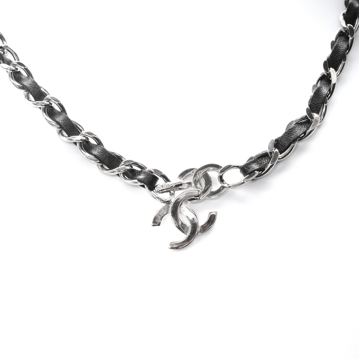 Chanel Leather Silver Chain Link Belt Black 3 of 6