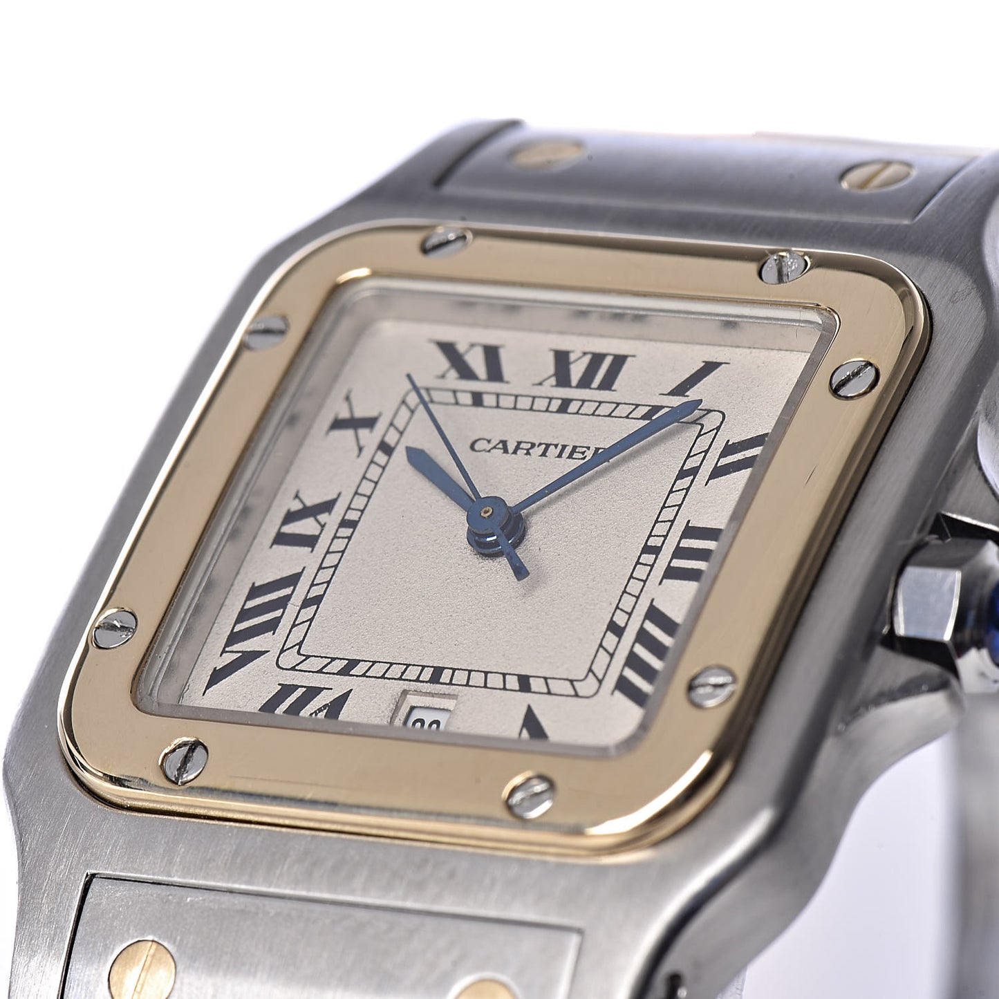 Stainless Steel 18K Yellow Gold 29mm Santos De Galbee Quartz Watch