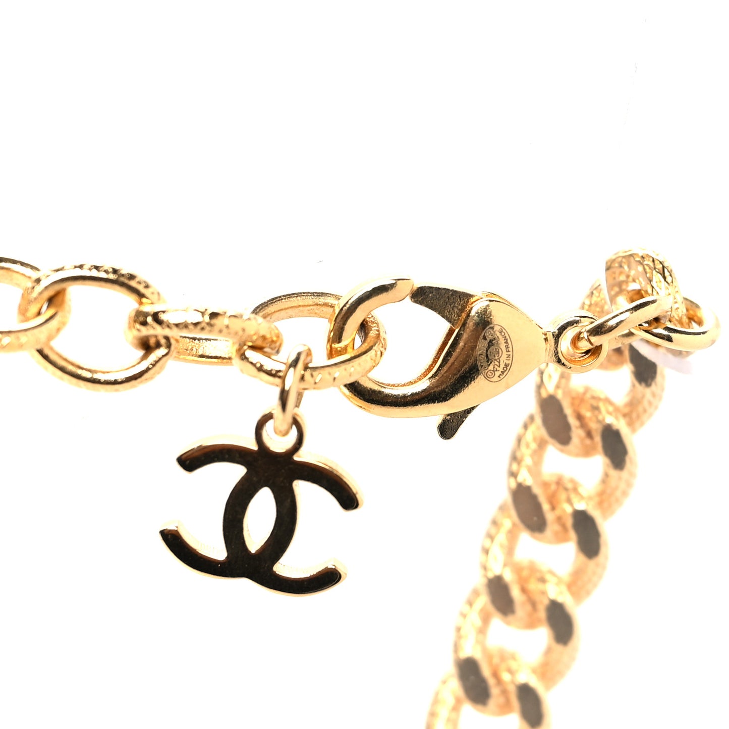 Crystal Chain Link CC Choker Necklace Gold