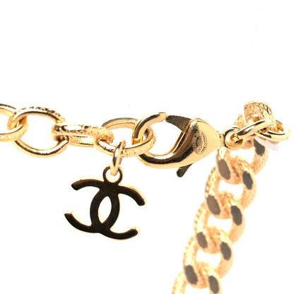 Chanel Crystal Chain Link CC Choker Necklace Gold 4 of 5