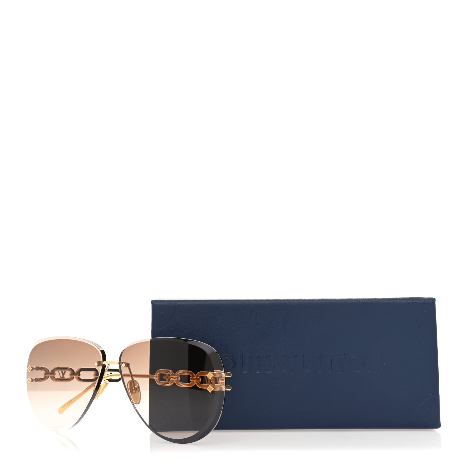 Louis Vuitton Metal Rimless LV Jewel Aviator Sunglasses Z1854U Gradient Brown 7 of 7