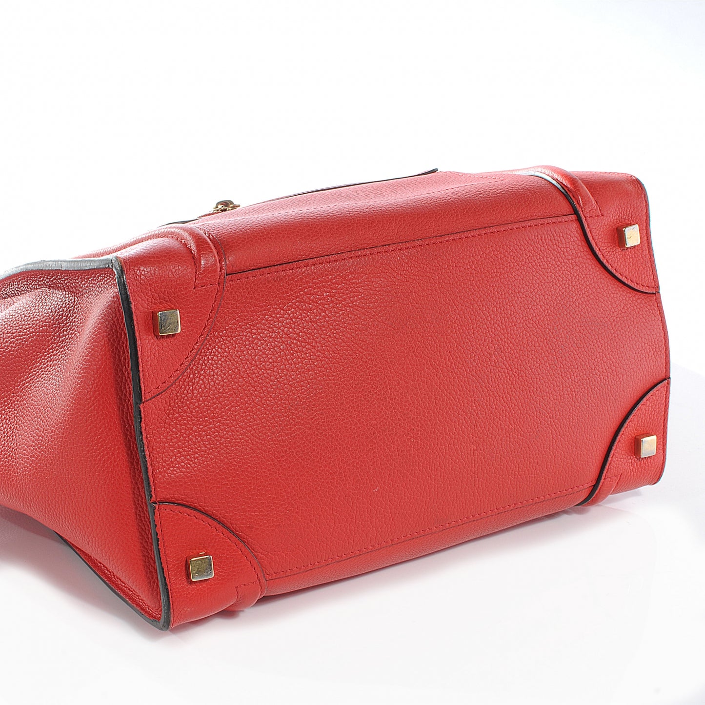 Pebbled Leather Mini Luggage Coquelicot