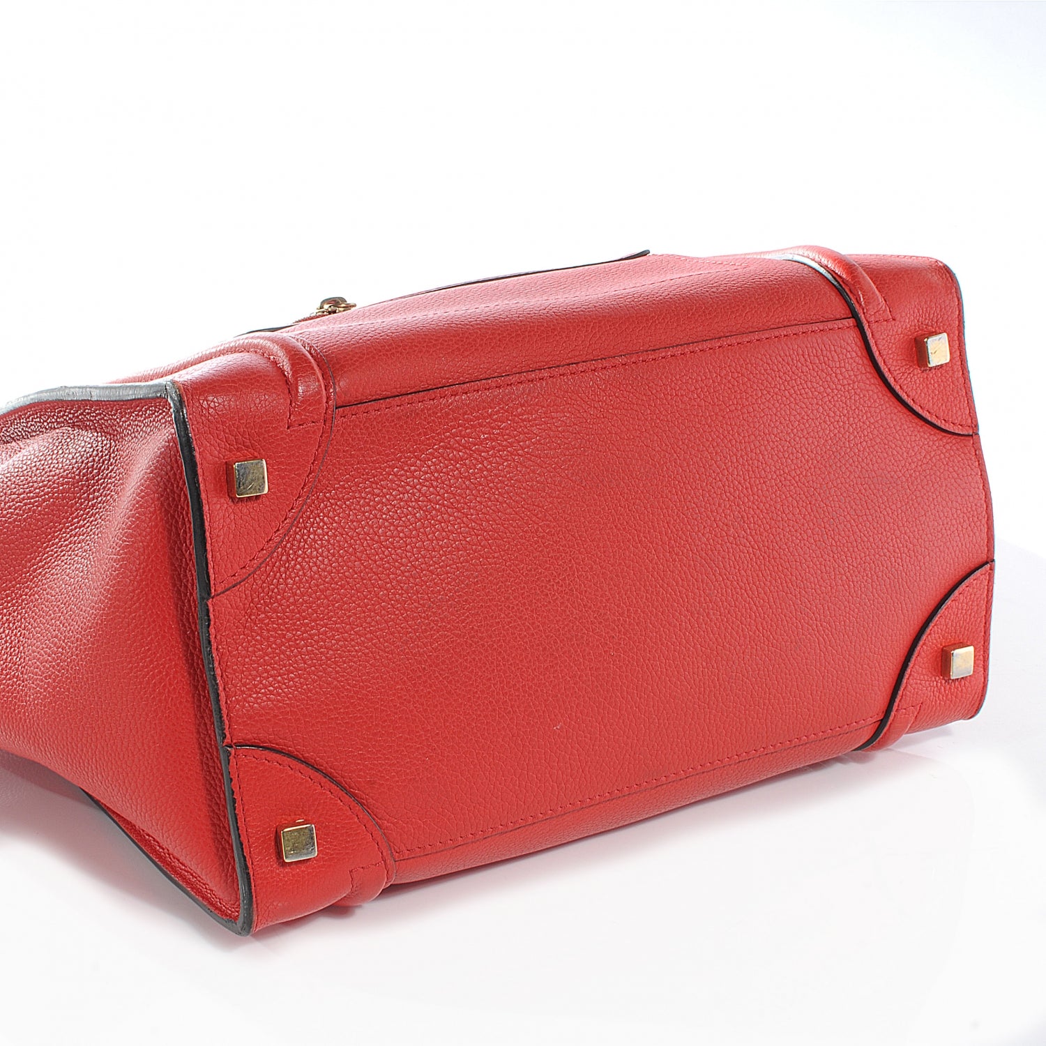 Celine Pebbled Leather Mini Luggage Coquelicot 8 of 9