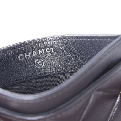 Chanel Metallic Lambskin Quilted Diamond CC Card Holder Blue 6 of 10