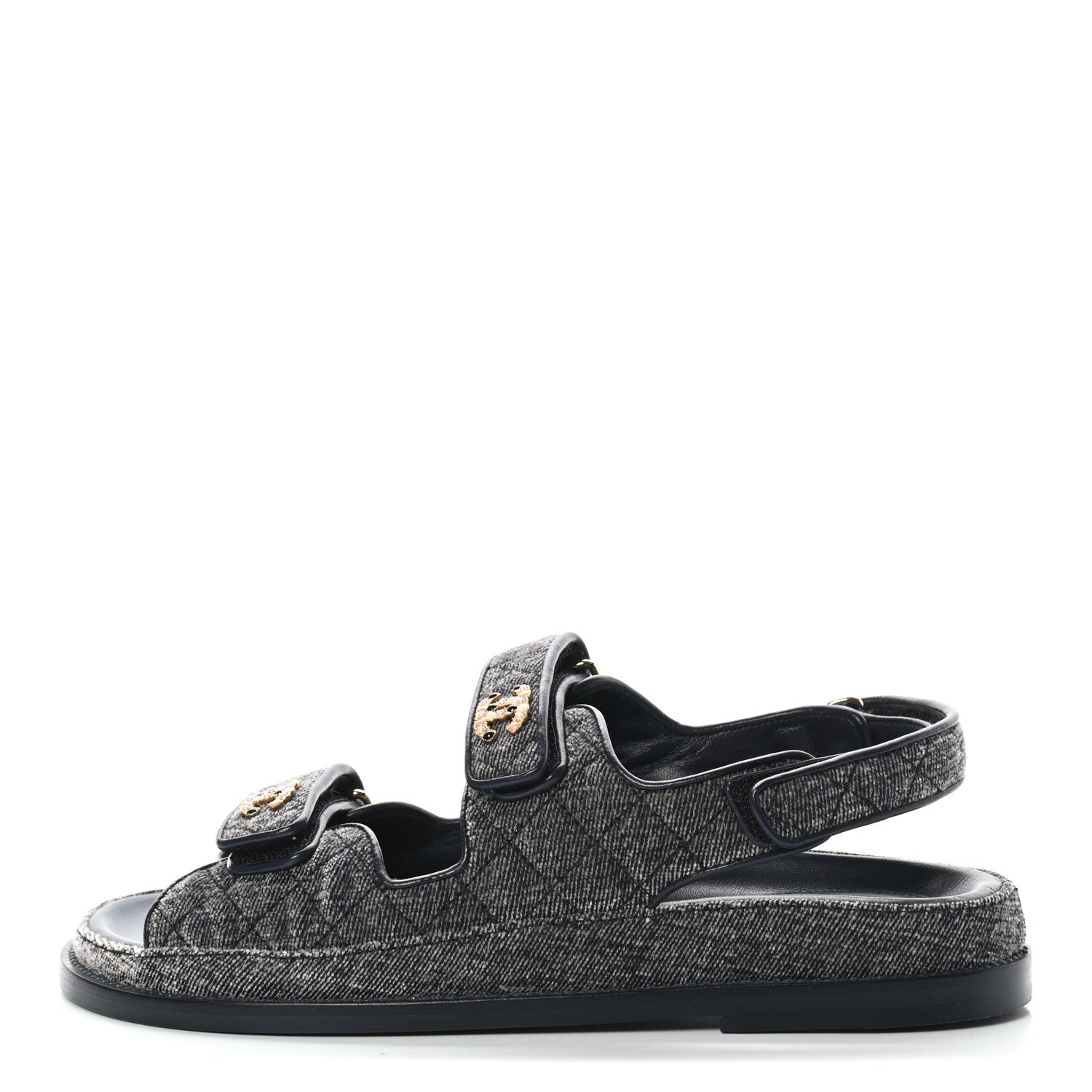 Chanel Denim Quilted Dad Sandals 40 Grey 1 of 8