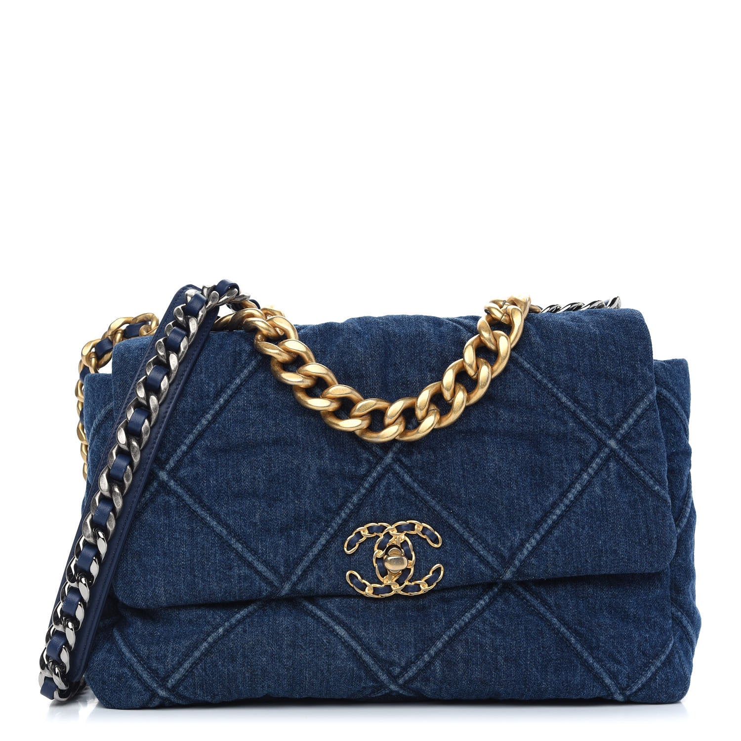 Chanel Denim Quilted Large Chanel 19 Flap Blue 1 of 10