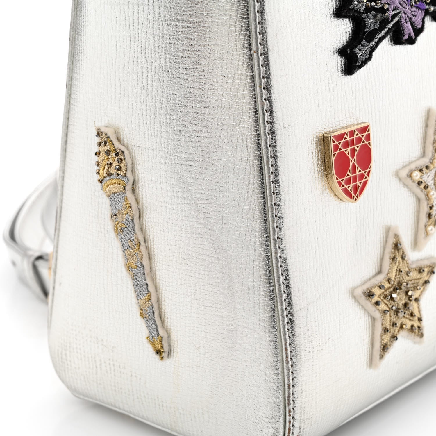 Christian Dior Metallic Calfskin Embroidered Lady Dior Silver Multicolor 12 of 20