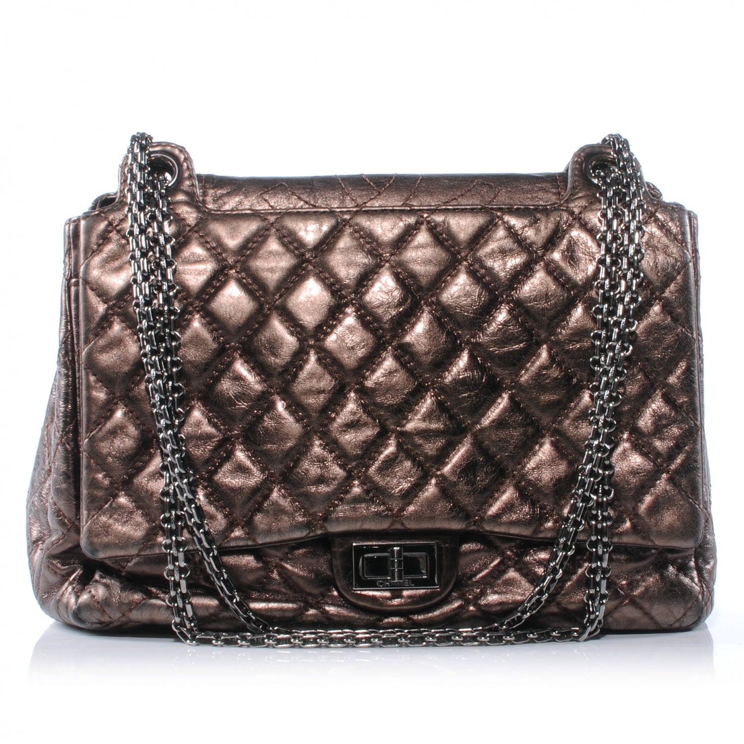 Chanel Aged Calfskin Reissue 2.55 Accordion Flap Bronze 1 of 8