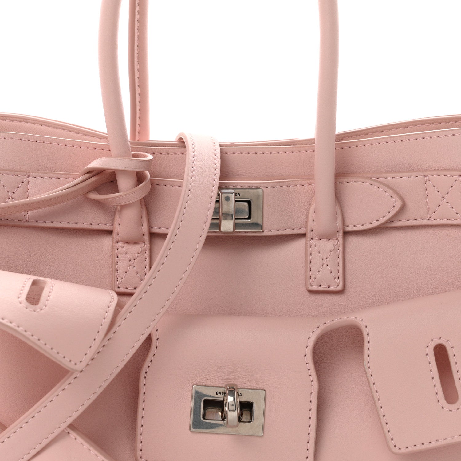 Balenciaga Smooth Calfskin Mini Bel Air Carry All Bag Suede Pink 6 of 8