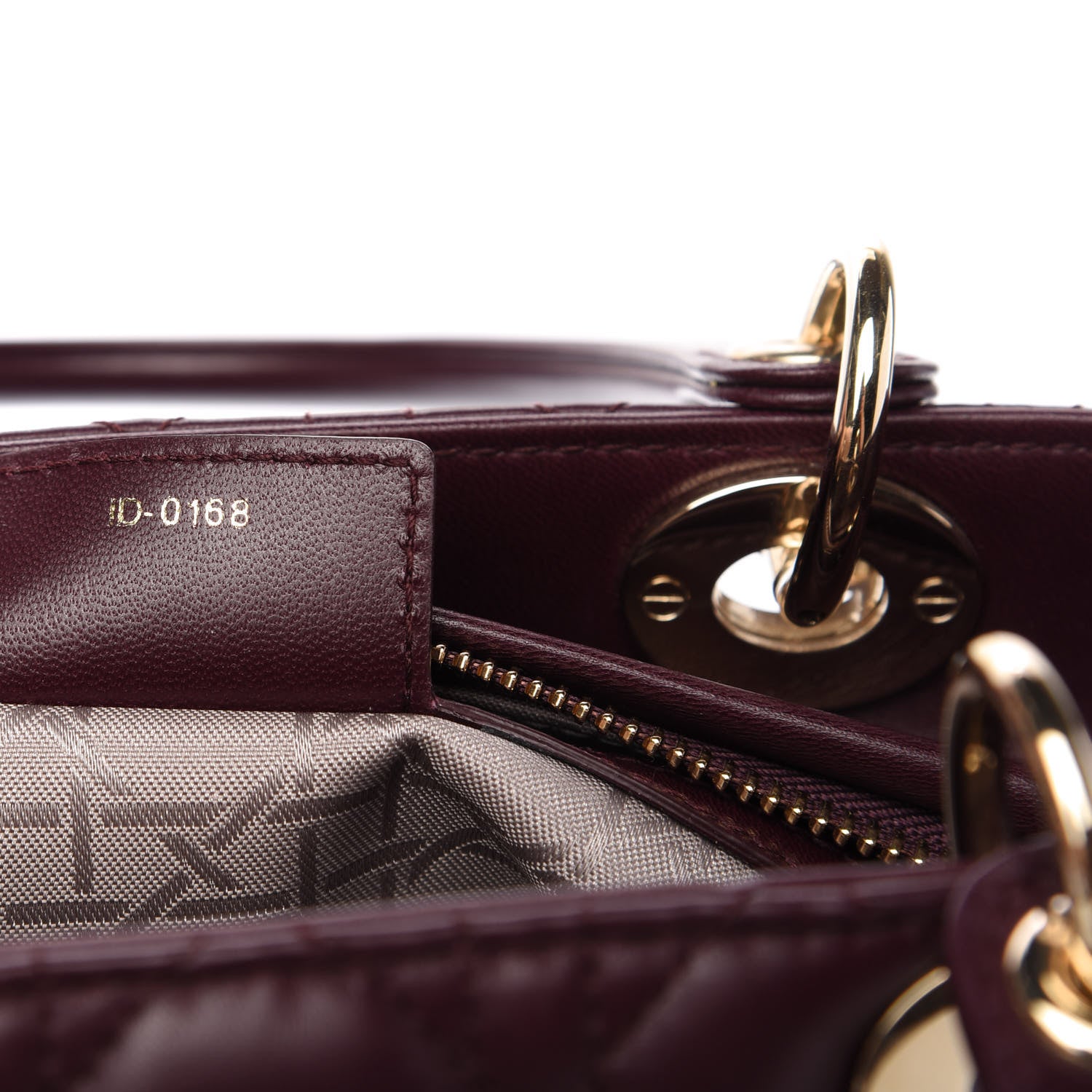 Christian Dior Lambskin Cannage Medium Lady Dior Burgundy 9 of 10