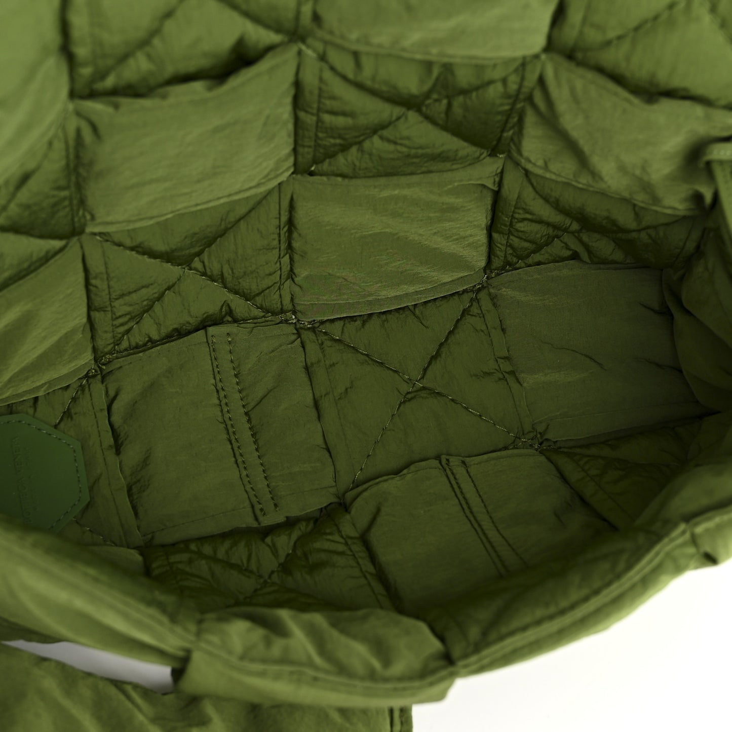 Nylon Intrecciato Padded Tech Cassette Bag Avocado