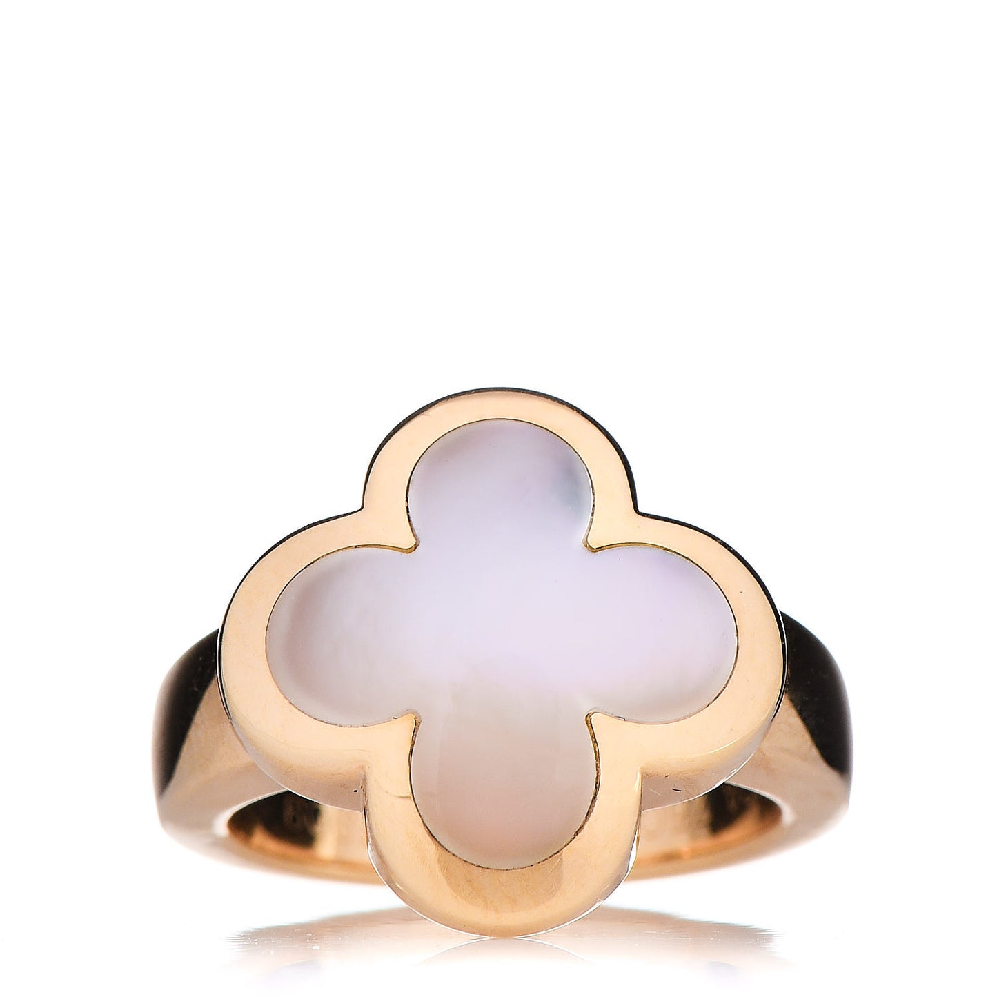 18K Yellow Gold Mother of Pearl Pure Alhambra Ring 49 4.75