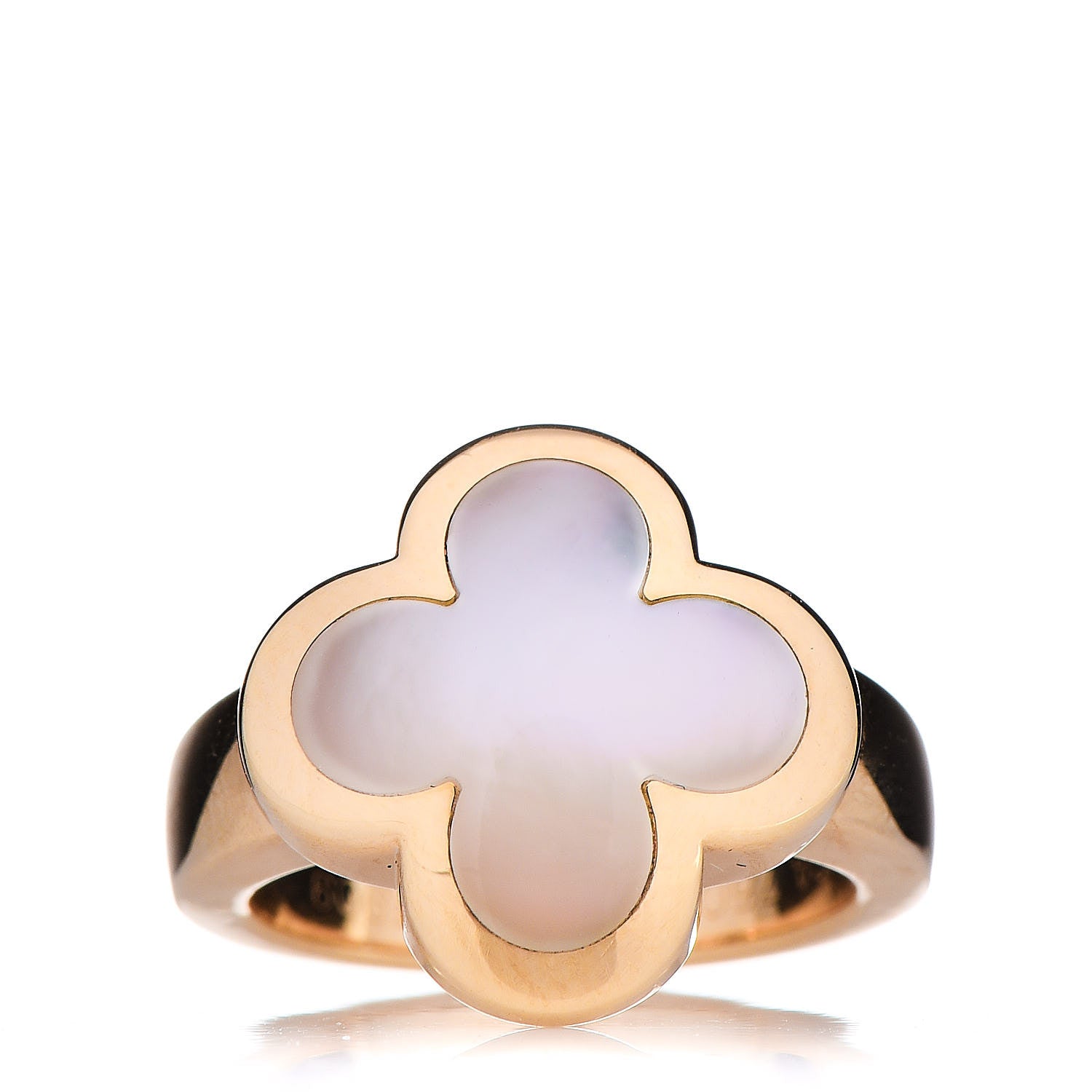 Van Cleef & Arpels 18K Yellow Gold Mother of Pearl Pure Alhambra Ring 49 4.75 1 of 6