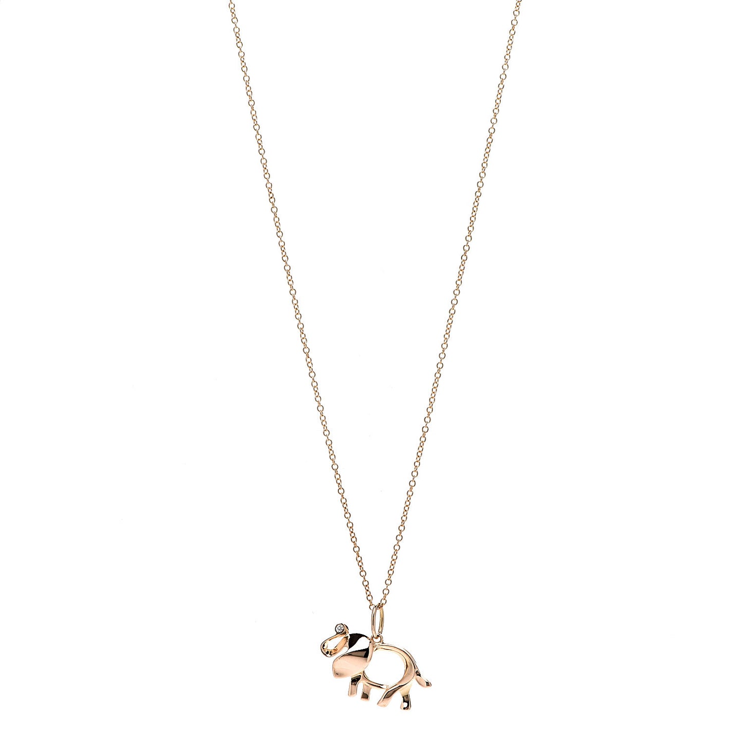 18K Rose Gold Diamond Save The Wild Elephant Pendant Necklace