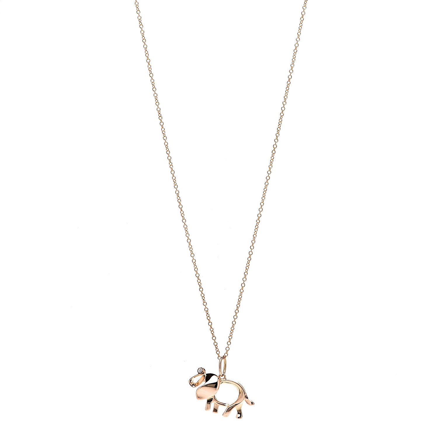 Tiffany 18K Rose Gold Diamond Save The Wild Elephant Pendant Necklace 1 of 7
