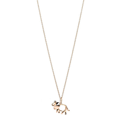Tiffany 18K Rose Gold Diamond Save The Wild Elephant Pendant Necklace 1 of 7