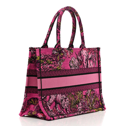 Christian Dior Canvas Embroidered Medium Toile de Jouy Voyage Book Tote Fuchsia Multicolor 3 of 12