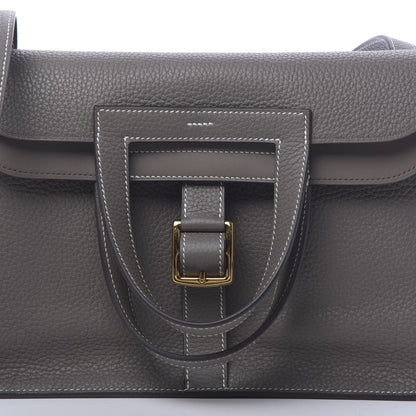 Hermes Taurillon Clemence Halzan 31 GM Etain 9 of 11