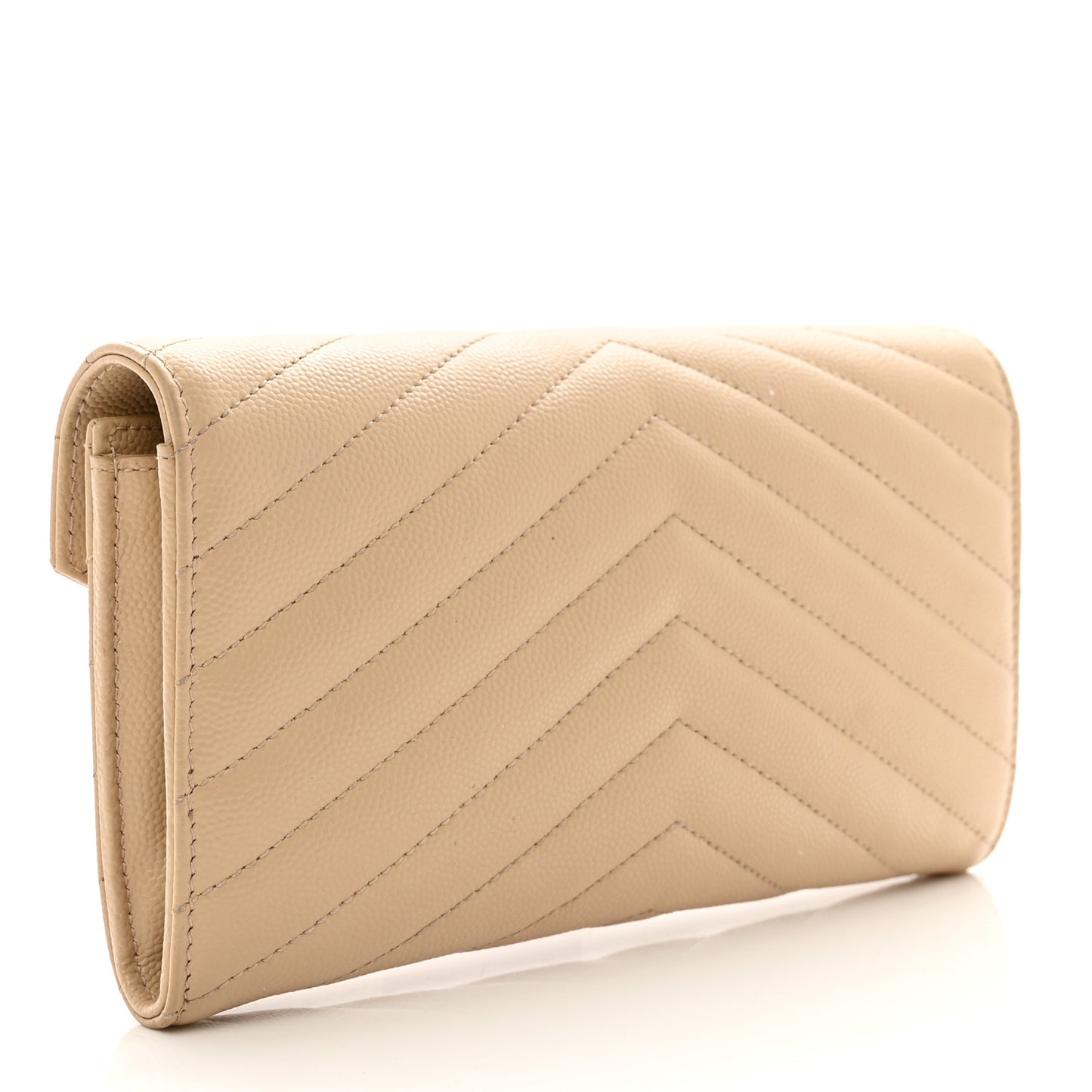 Grain De Poudre Matelasse Chevron Monogram Flap Wallet Dark Beige
