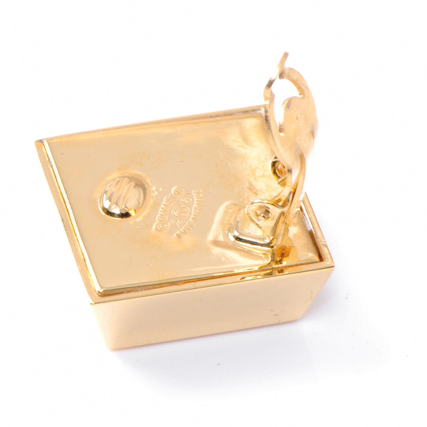 CC Square Clip On Earrings Gold