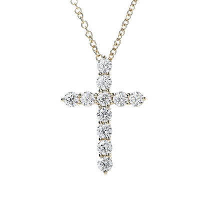 Tiffany 18K Yellow Gold Diamond Small Cross Pendant Necklace 4 of 9